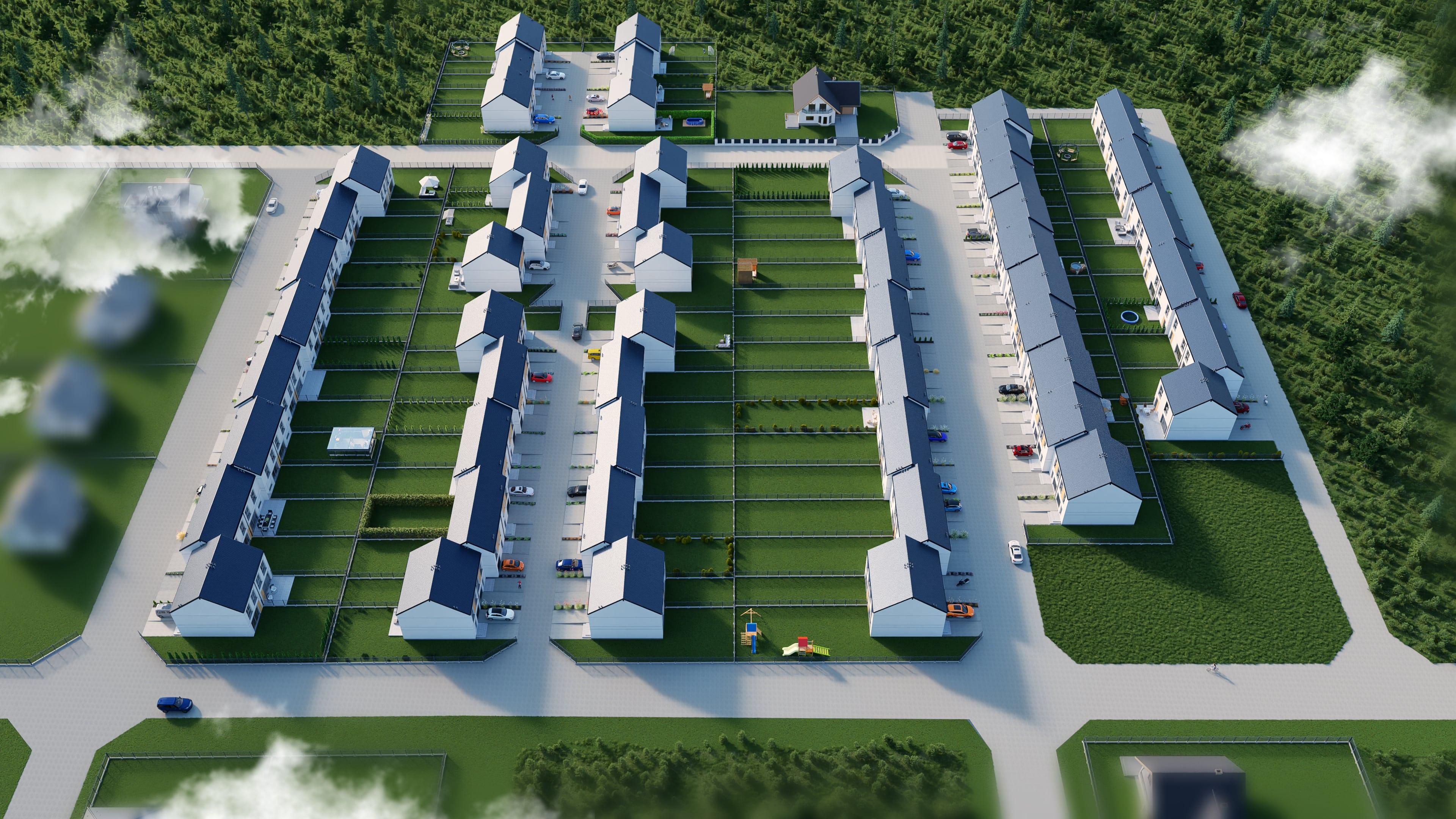 Wizualizacja osiedla z lotu ptaka - interaktywny podgląd